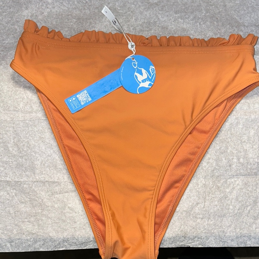 Cupshe Orange Bikini Bottom High-Cut Ruffle Trim